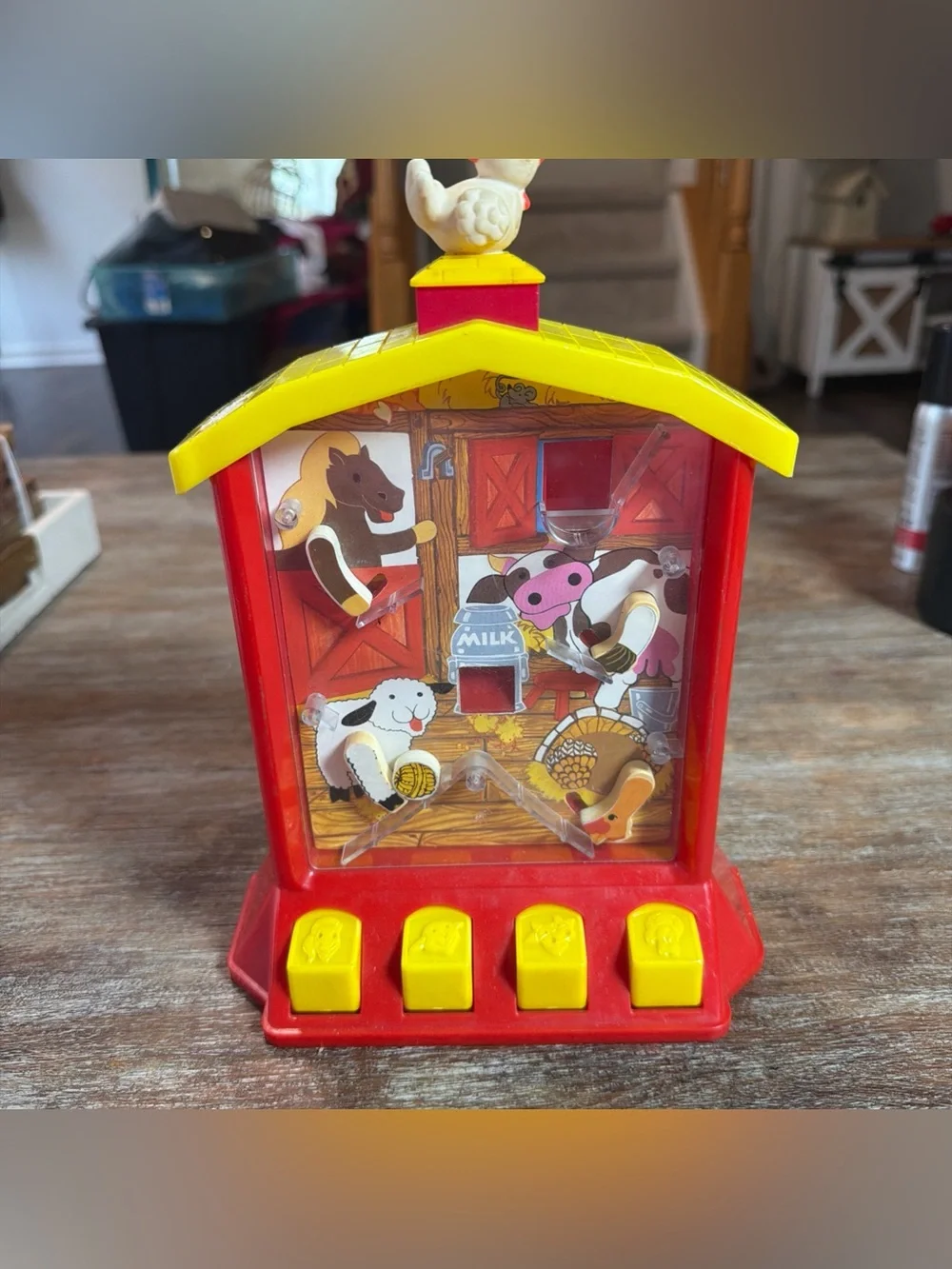 Vintage Barn Animal Mechanical Pinball Game Toy Farm Theme